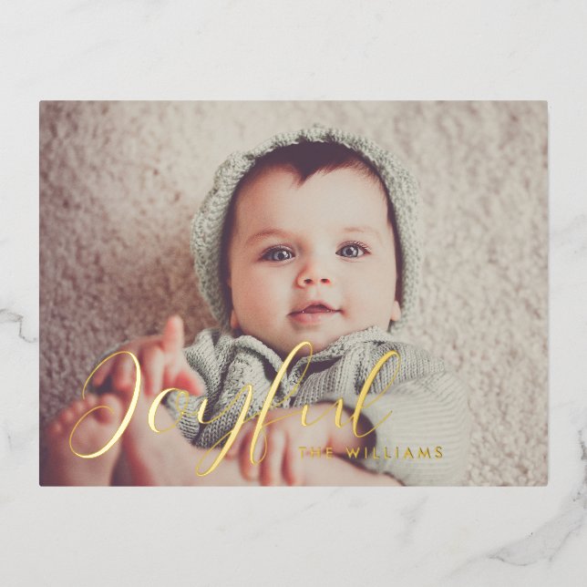  Your photo Christmas Card | Joyful Foil (Front)