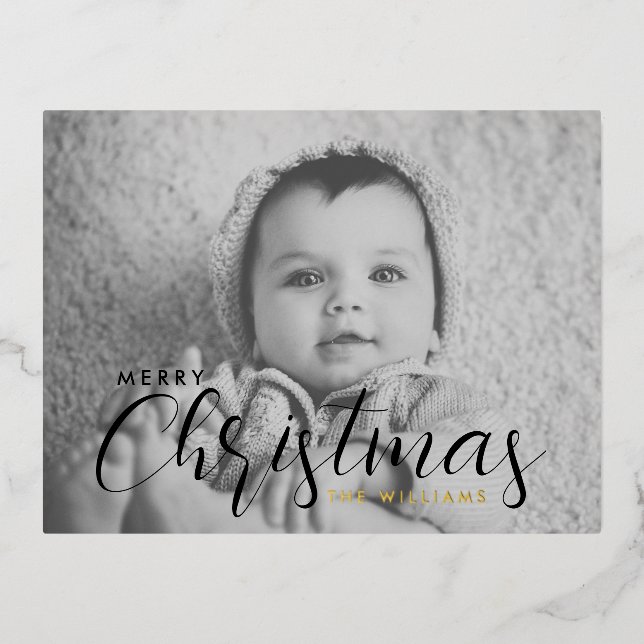  Your photo Christmas Card | Merry Christmas Foil (Front)