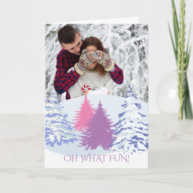 Your Photo Christmas Modern Trees Holiday Card (Front)