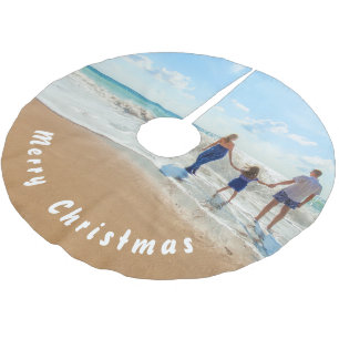 Your Photo Christmas Tree Skirt with Custom Text