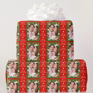 Your Photo Christmas Wrapping Paper Family Baby