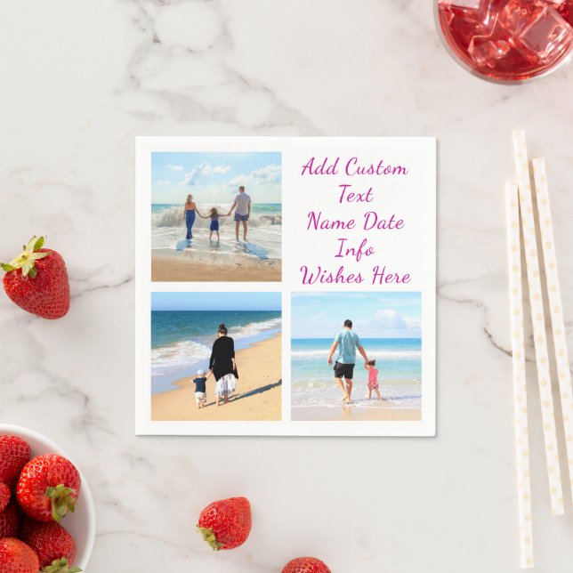 Your Photo Collage and Custom Text Napkins (Insitu)
