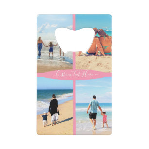 Your Photo Collage Bottle Opener with Custom Text Credit Card Bottle Opener