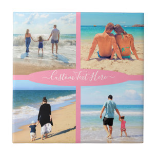 Your Photo Collage Ceramic Tile Personalized Text