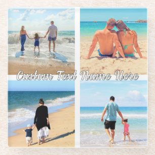Your Photo Collage Glass Coaster with Custom Text