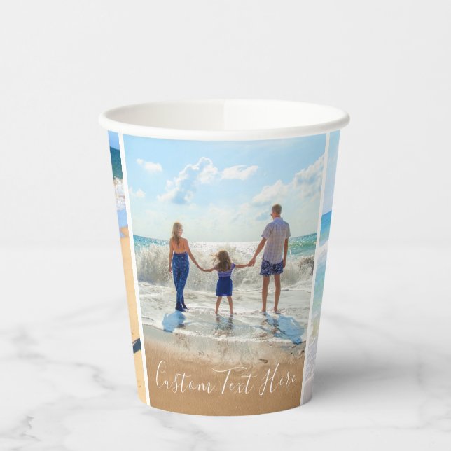 Your Photo Collage Paper Cups with Custom Text (Left)