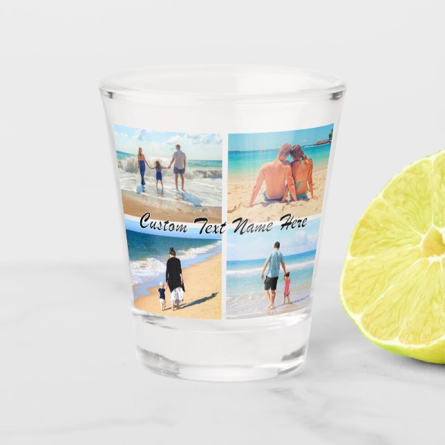 Your Photo Collage Shot Glass with Custom Text (Front)