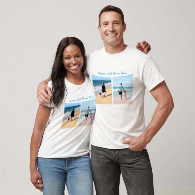 Your Photo Collage T-Shirt Gift with Custom Text (Unisex)