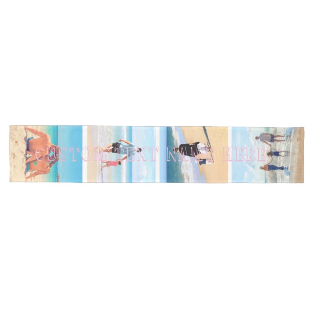 Your Photo Collage Table Runner with Custom Text (Horizontal)