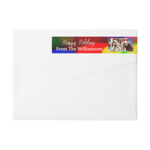 Your Photo Colourful Happy Holidays Return Address Wrap Around Label