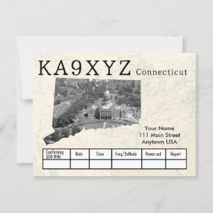Your Photo Connecticut Shaped Cutout Custom QSL Postcard