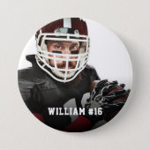 Your Photo Custom Football or Your Sport Round But 3 Inch Round Button (Front)