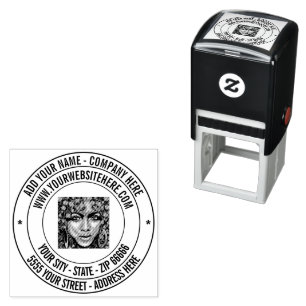 Your Photo Custom Text Address Self-inking Stamp