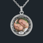Your Photo Damask Wedding Anniversary Necklace<br><div class="desc">Keepsake Necklaces Choose either Silver Plated or Sterling Silver</div>