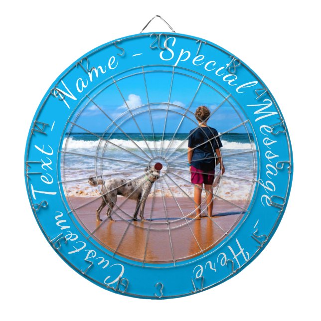 Your Photo Dart Board Gift with Custom Text Name (Front)