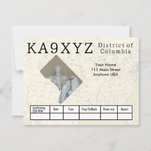 Your Photo District of Columbia Cutout Custom QSL  Postcard