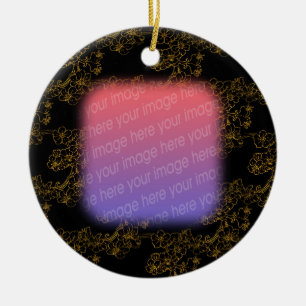 Your Photo Elegant Gold Floral Design Ornament