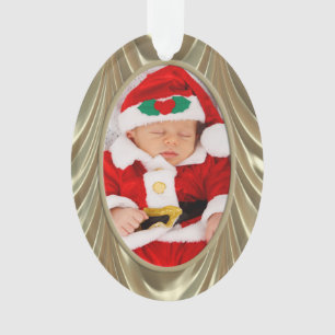 Your Photo - Elegant Gold Ruched Satin Look Ornament