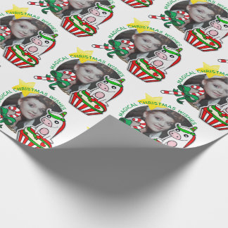 Your Photo Frame Christmas Unicorn Cupcake Wrapping Paper