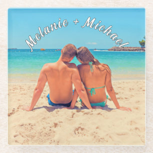 Your Photo Glass Coaster Gift Custom Name Text
