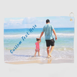 Your Photo Golf Towel Dad Gift with Custom Text