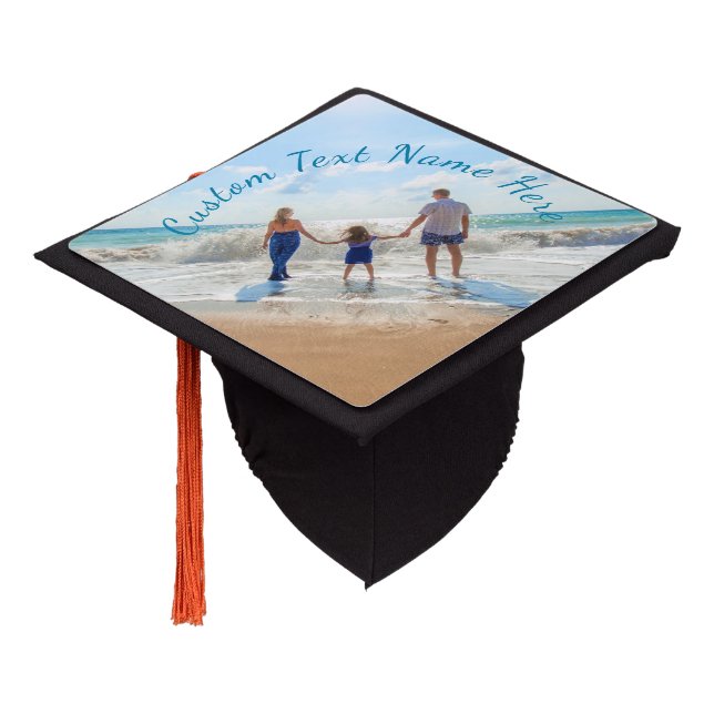Your Photo Graduation Cap Topper with Custom Text (Angled)