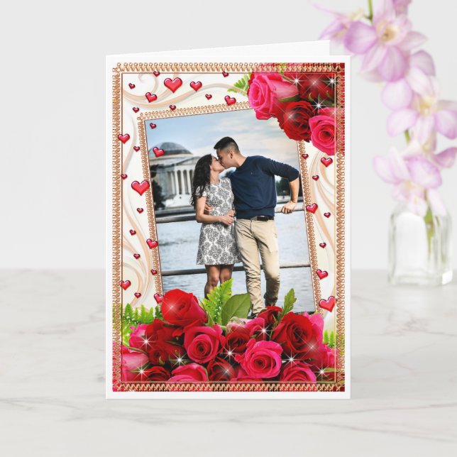 Your PHOTO Happy Valentine's Roses Card (Orchid)