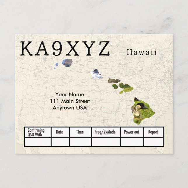 Your Photo Hawaii Shaped Cutout Custom QSL Postcard (Front)