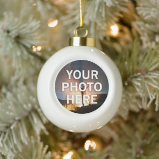 Your Photo Here Ceramic Ball Christmas Ornament