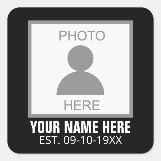Your Photo Here Name and Age Square Sticker (Front)