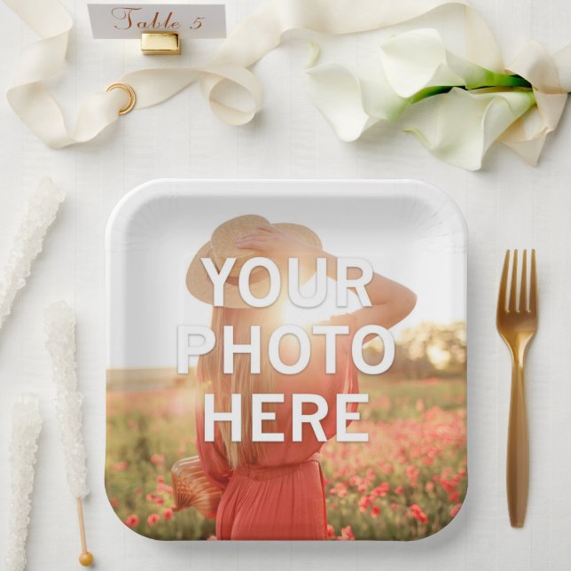 Your Photo Here Paper Plate (Wedding)