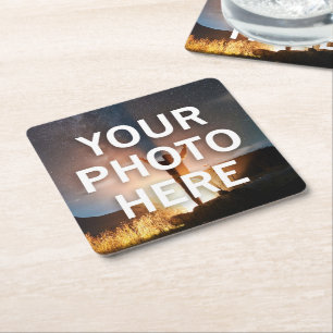 Your Photo Here Square Paper Coaster