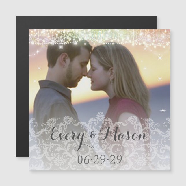 Your Photo Here Typography Save the Date Magnetic Invitation (Front/Back)