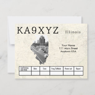 Your Photo Illinois Shaped Cutout Custom QSL Postcard