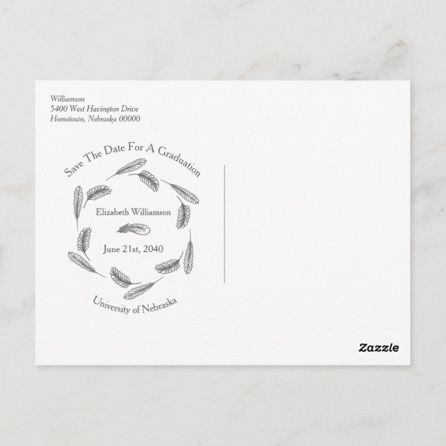 Your Photo Image Graduation Save The Date Boho Postcard (Back)