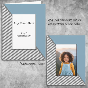 Your photo in a Blue and  Grey Father's Day  Card
