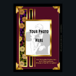 Your Photo in a Burgundy Art Deco Faux Frame Poster<br><div class="desc">This 20"x28" glossy poster template features Leslie Sigal Javorek’s painting of a 1930’s Art Deco style Frame in a rich Burgundy colour w/a floral panel & gold accents that incorporates your uploaded photo and personalized caption. What a cool gift for couples prom photo, wedding, anniversary, or for your Selfies to...</div>