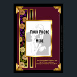 Your Photo in a Burgundy Art Deco Faux Frame Poster<br><div class="desc">This 20"x28" glossy poster template features Leslie Sigal Javorek’s painting of a 1930’s Art Deco style Frame in a rich Burgundy colour w/a floral panel & gold accents that incorporates your uploaded photo and personalized caption. What a cool gift for couples prom photo, wedding, anniversary, or for your Selfies to...</div>