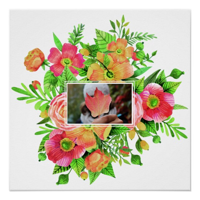 Your Photo in a Flower Frame custom poster (Front)