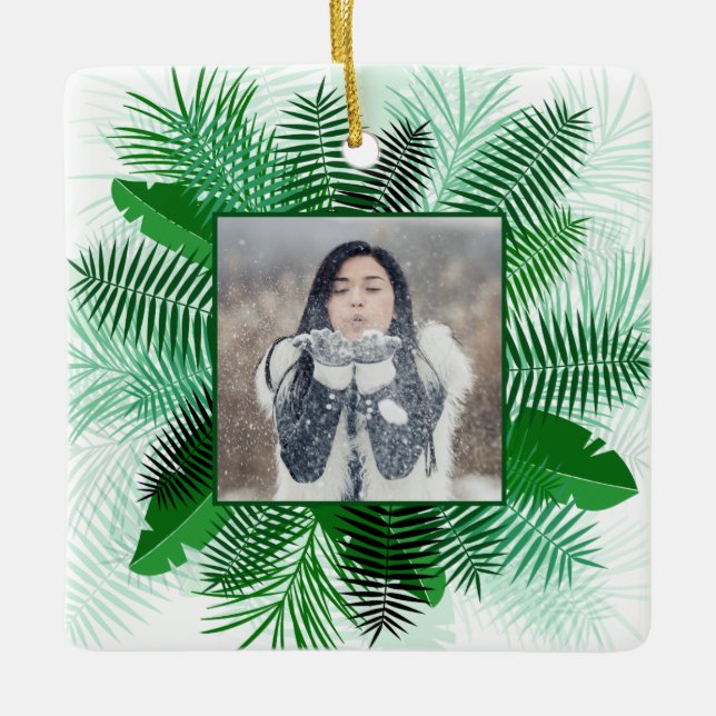 YOUR PHOTO in a Leaf Frame ornament (Front)