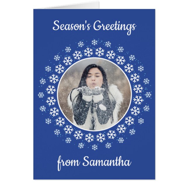 YOUR PHOTO in a Snowflake Frame custom card (Front)