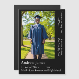 Your photo in  black  - class of 2025 magnetic invitation