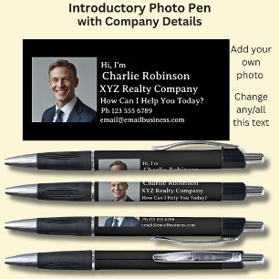 Your Photo & Introductory Details in White, Black Pen