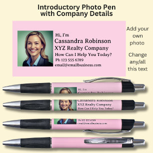 Your Photo & Introductory Details on Pink & Black Pen