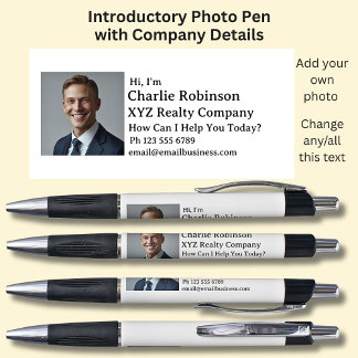 Your Photo & Introductory Details on White & Black Pen