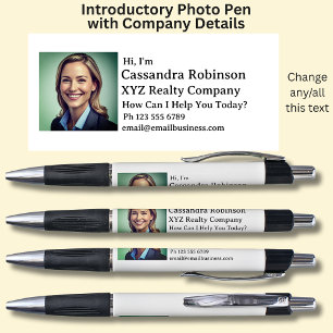 Your Photo & Introductory Details on White & Black Pen