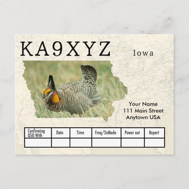 Your Photo Iowa Shaped Cutout Custom QSL Postcard (Front)