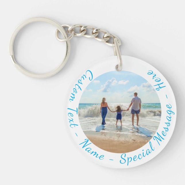 Your Photo Keychain Gift with Custom Text Name (Front)