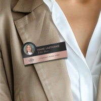 Your Photo Logo Sleek Faux Rose Gold Black Stylish
