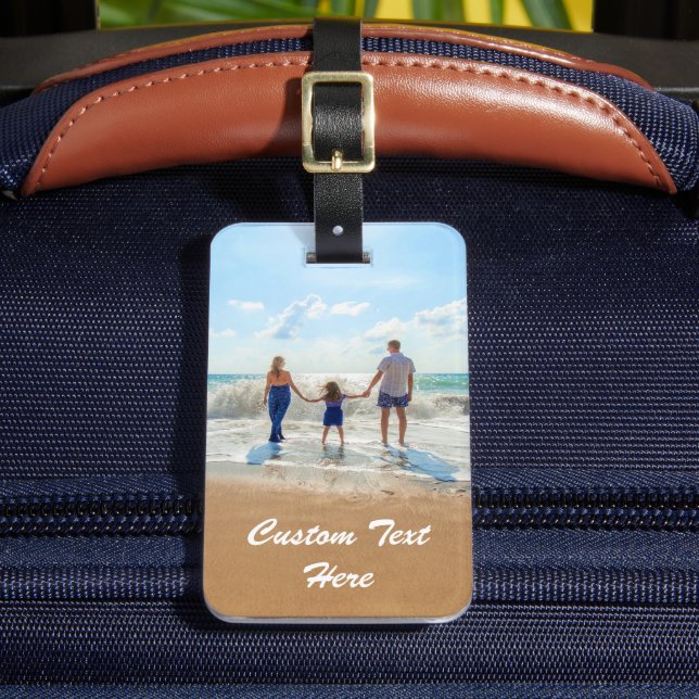 Your Photo Luggage Tag with Custom Text Name (Front Insitu 2)